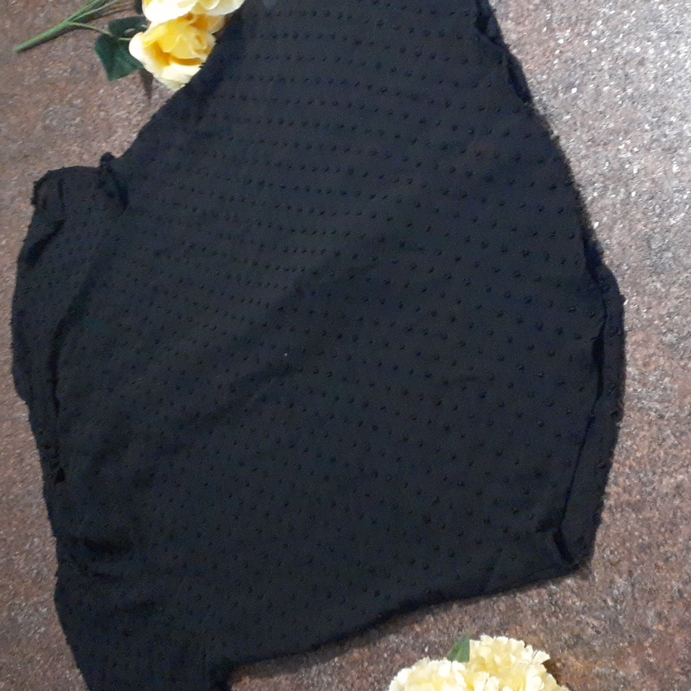 LOFT Black Bow Tie Button Up Short Sleeve Blouse,Size XS - Picture 3 of 3